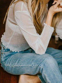 Glitter Silver Sheer Top
