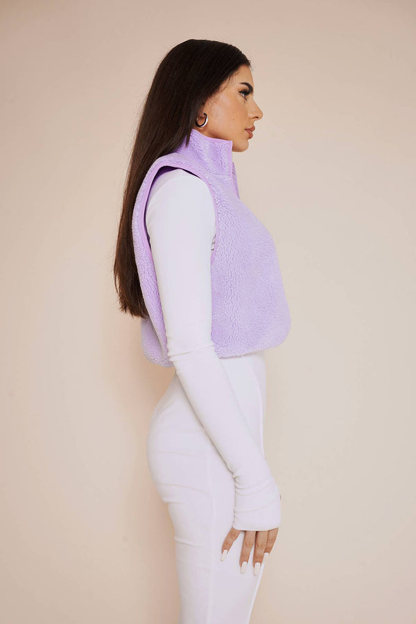 Boucle cropped high neck vest