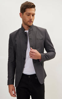 Men's Symmetric Button Closure Jacket - Anthracite