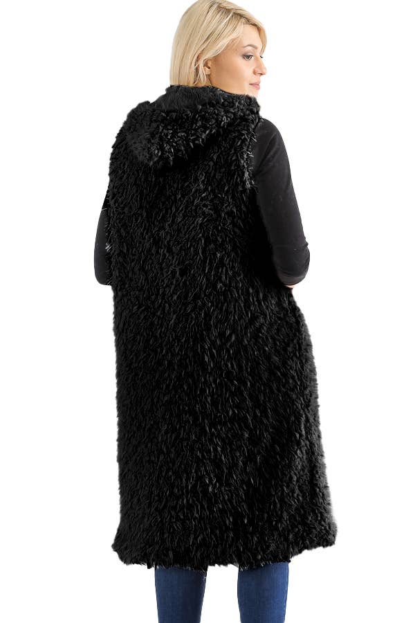Hood Shaggy Long Vest