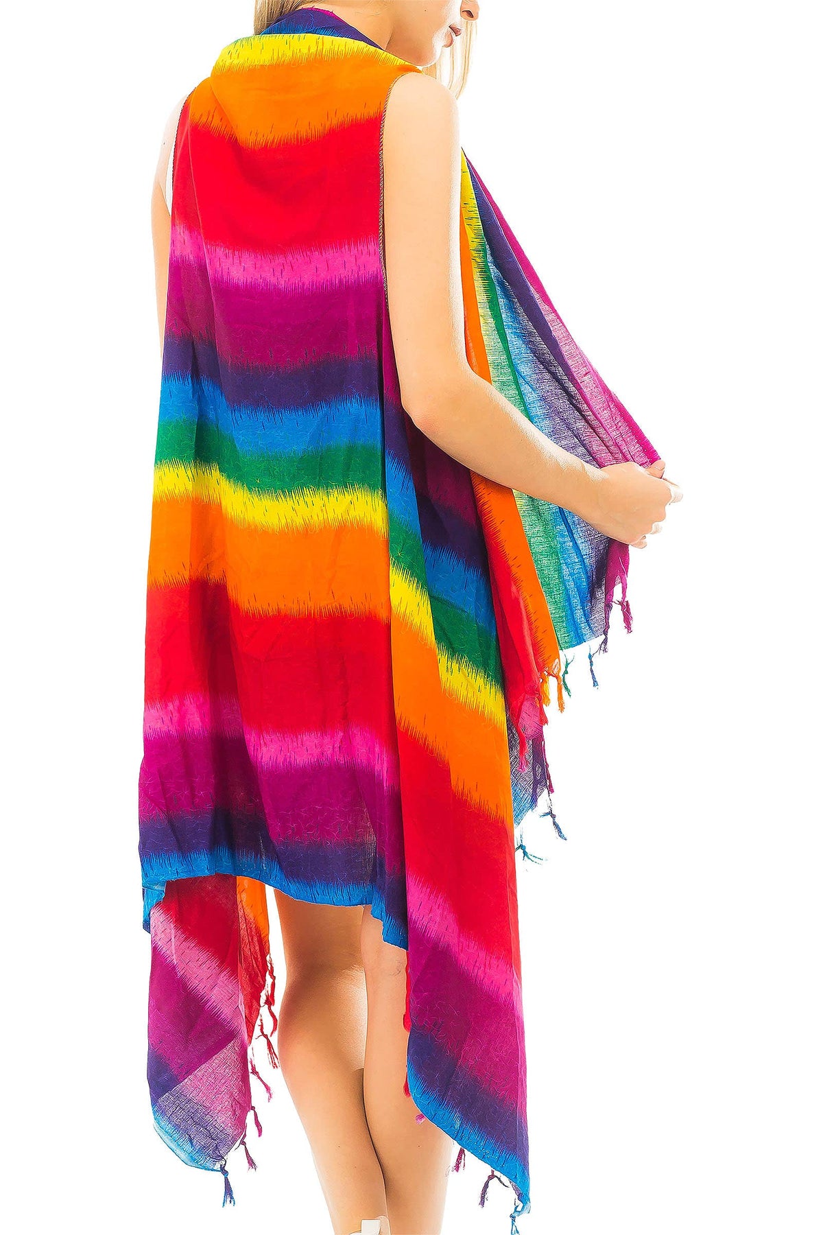 Rainbow Stripes Cooling Cotton Cover Up Vest