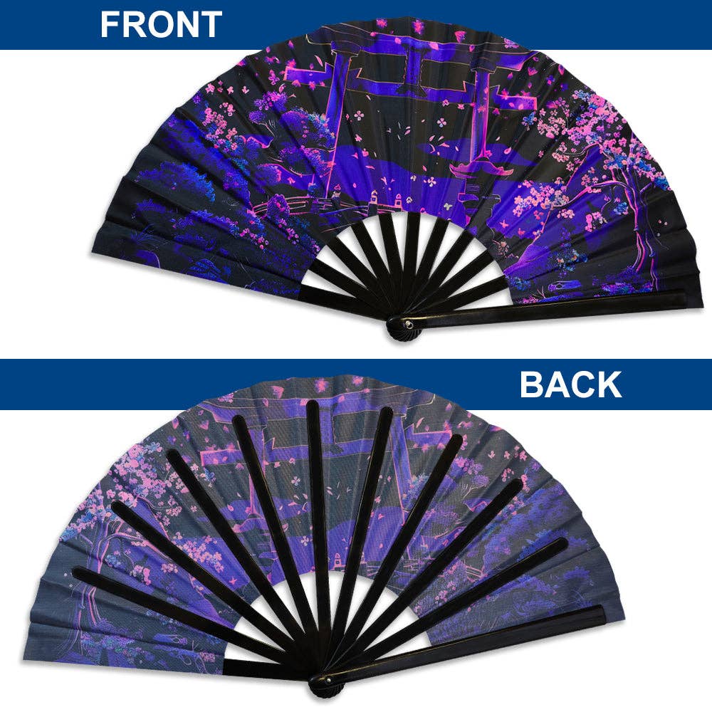 Sakura Blossoms Blacklight X-Large Fan