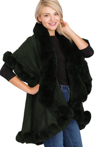 Luxury Bubble Faux Fur Double Layered Cape Poncho