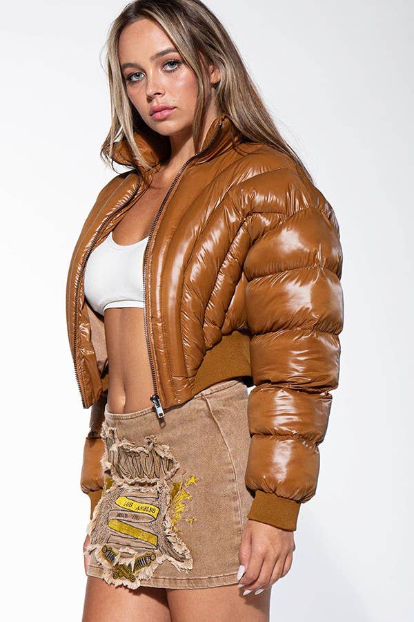 PINK CROP PUFFER JACKET