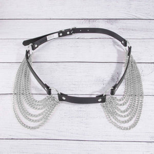 Multi Layered Chain Waist Vegan Leather Belt
