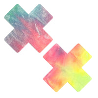 Rainbow Sherbet Tie Dye Crush Velvet Blacklight Multicolor X Nipple Cover Pasties
