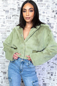 Fuzzy Faux Fur Crop Jacket