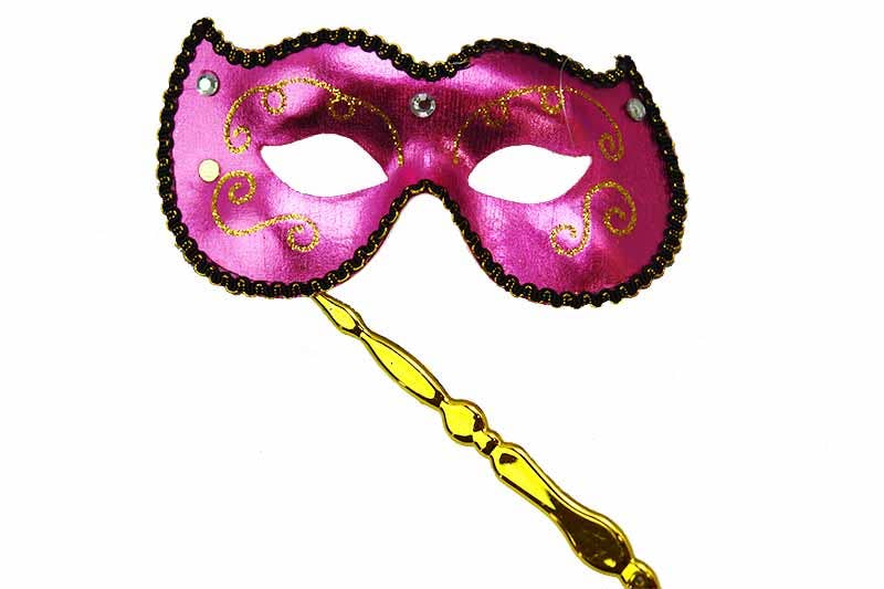 Hot Pink Masquerade Stick Mask