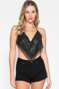 Crop Rhinestone Sexy Halter Bustier