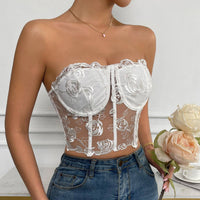 Rose Lace Strapless Bustier
