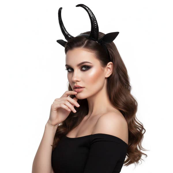 Black Horned Headband With Ears