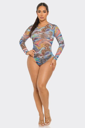 Mesh Bodysuit Print