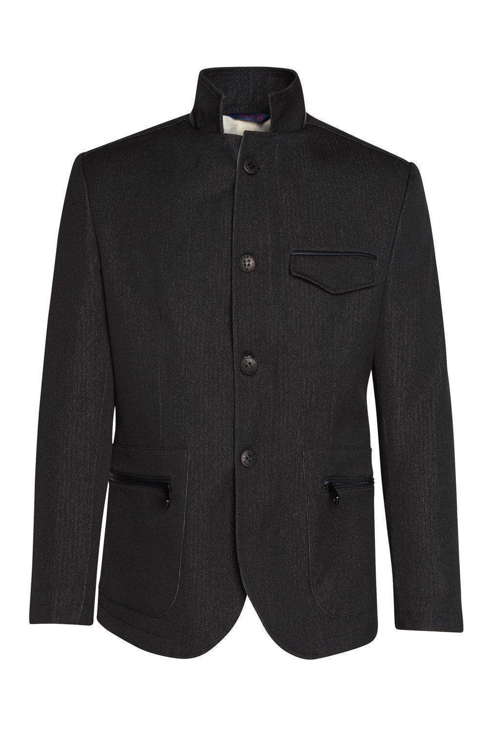 Men's Stand Collar Sport Coat - Black