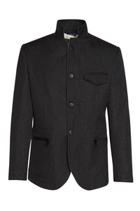 Men's Stand Collar Sport Coat - Black