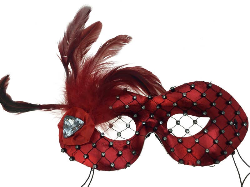 Red Feather & Gem Mask