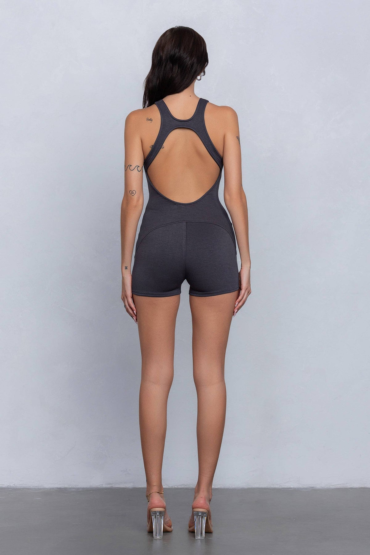 V-neck romper w/ back cut out