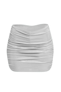 Slinky foiled ruched skirt with shorts under