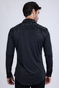 Men's Rhinestones Geometric Long Sleeve Shirts