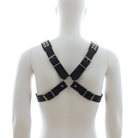 Chest Harness - Halford Style Studded X-Cross PVC Vegan