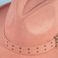 Grommet Belt Faux Suede Fedora Hat