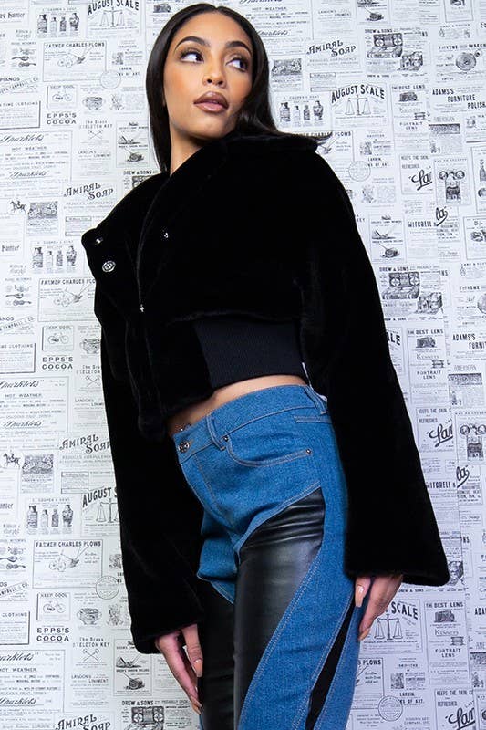 Fuzzy Faux Fur Crop Jacket