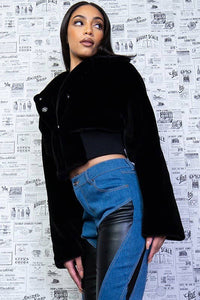 Fuzzy Faux Fur Crop Jacket