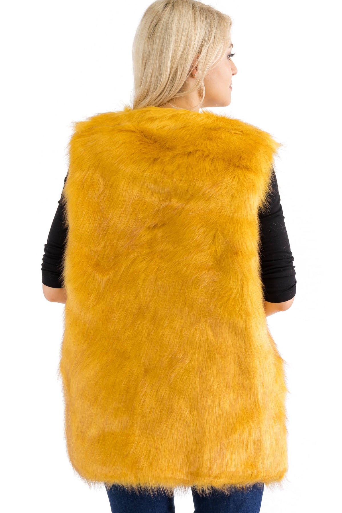 Satin Lined Shaggy Faux Fur Vest
