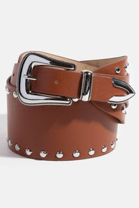 Wide Grommet Studded Vegan Leather Belt