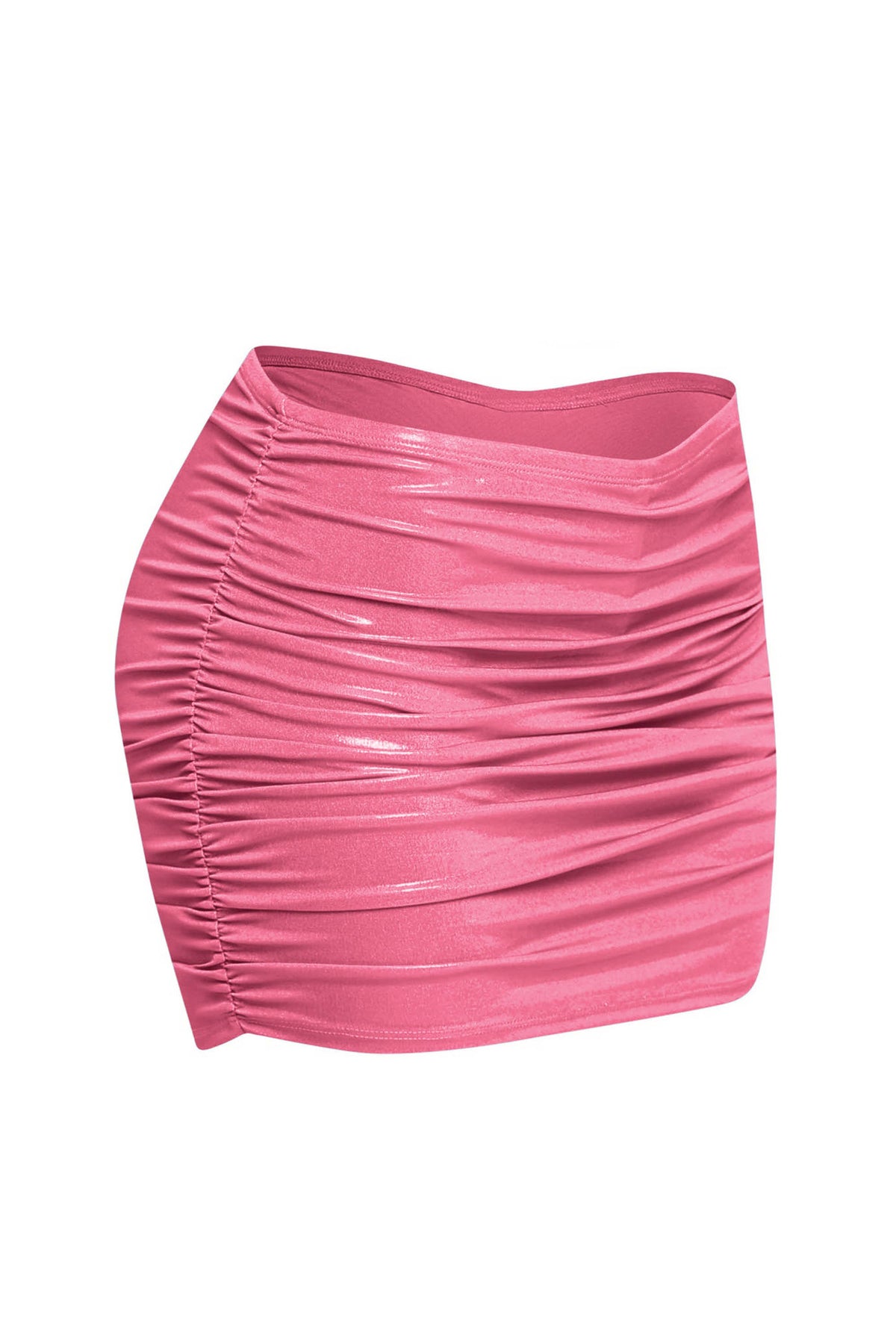 Slinky foiled ruched skirt with shorts under