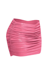 Slinky foiled ruched skirt with shorts under