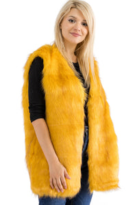 Satin Lined Shaggy Faux Fur Vest