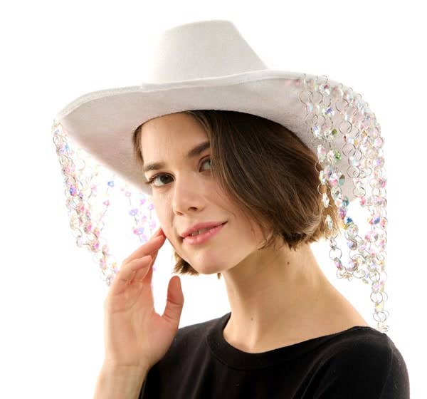 White Cowboy Hat with Jewels