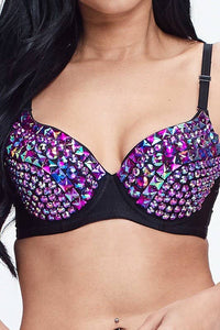 Multicolor Full Rhinestone Bra