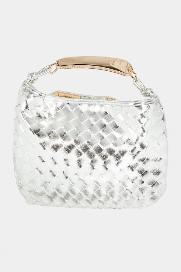 Faux Leather Basket Weave Handbag