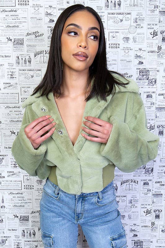 Fuzzy Faux Fur Crop Jacket
