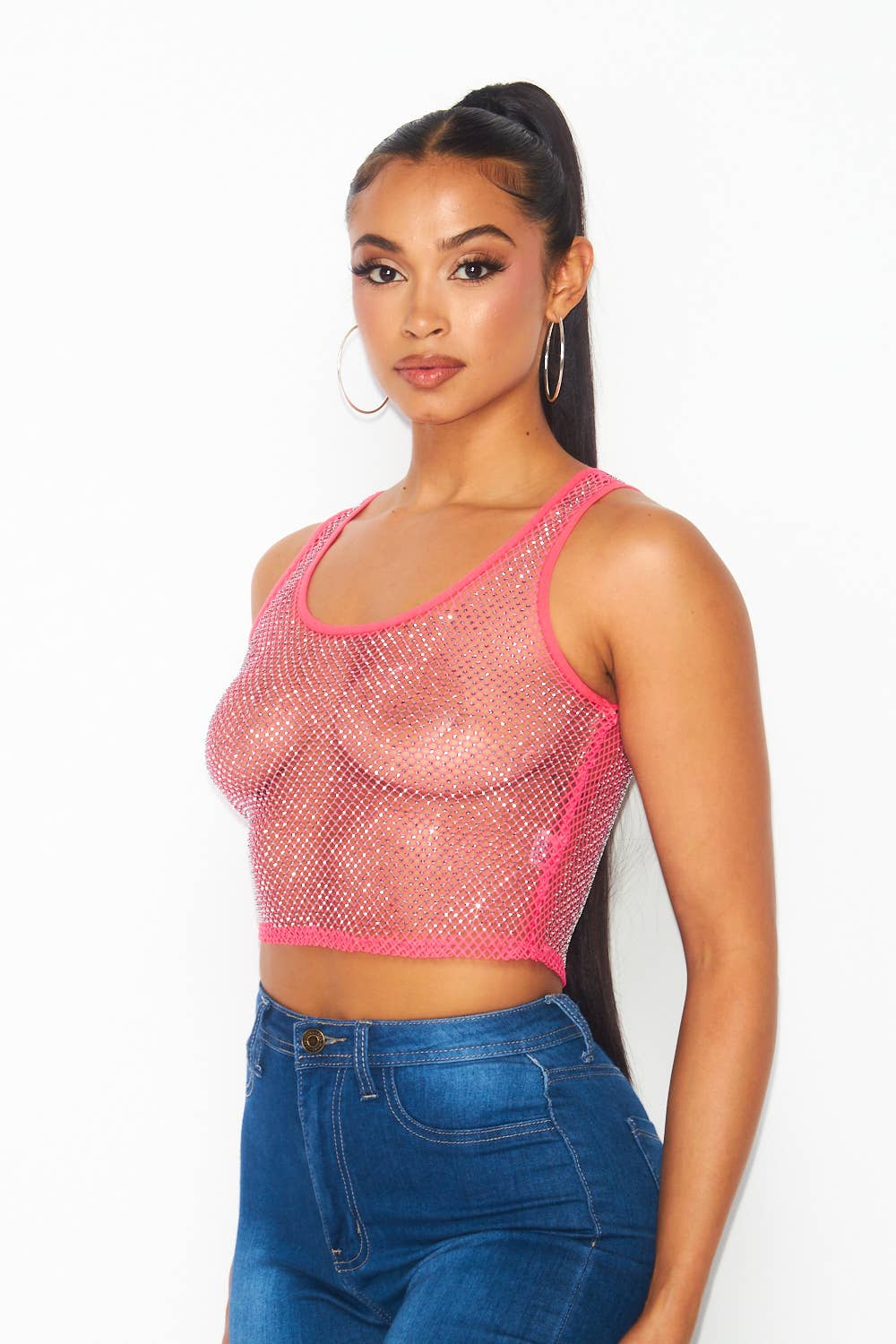 Rhinestone Cropped Tank