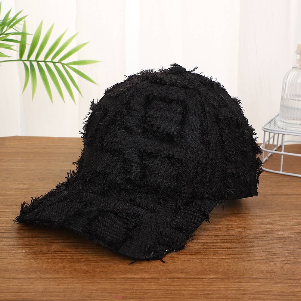 Frayed Plaid Baseball Cap