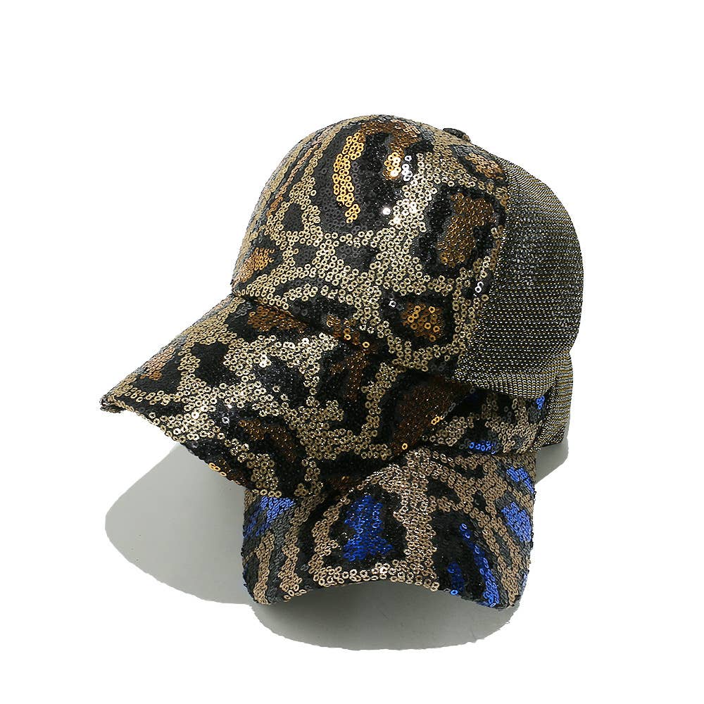Party sequin leopard hat baseball cap