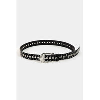 Metallic Stud And Grommet Vegan Leather Belt