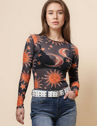Moon Sun Star Mesh Top
