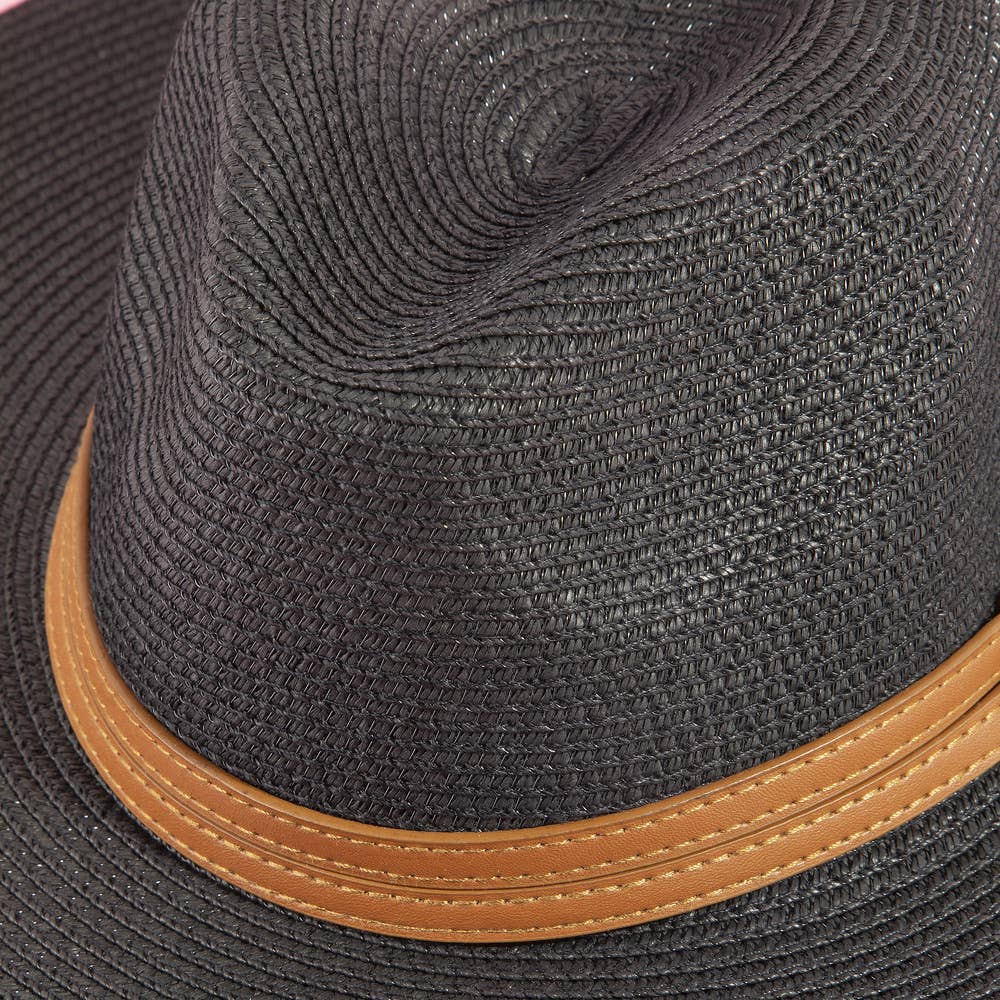 Paper Straw Fedora With Leather Studded Band