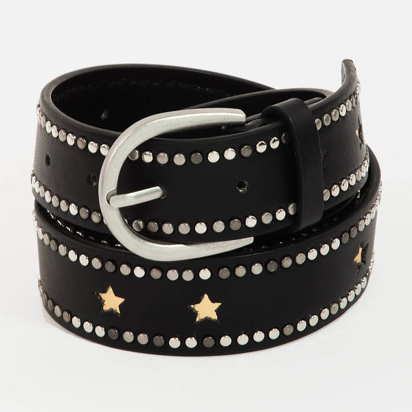 Studded Trim Leather Belt