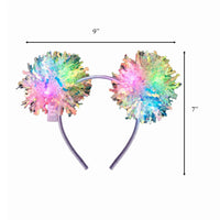 Light Up Crinkle Tinsel Fluffy Pom Pom Headband
