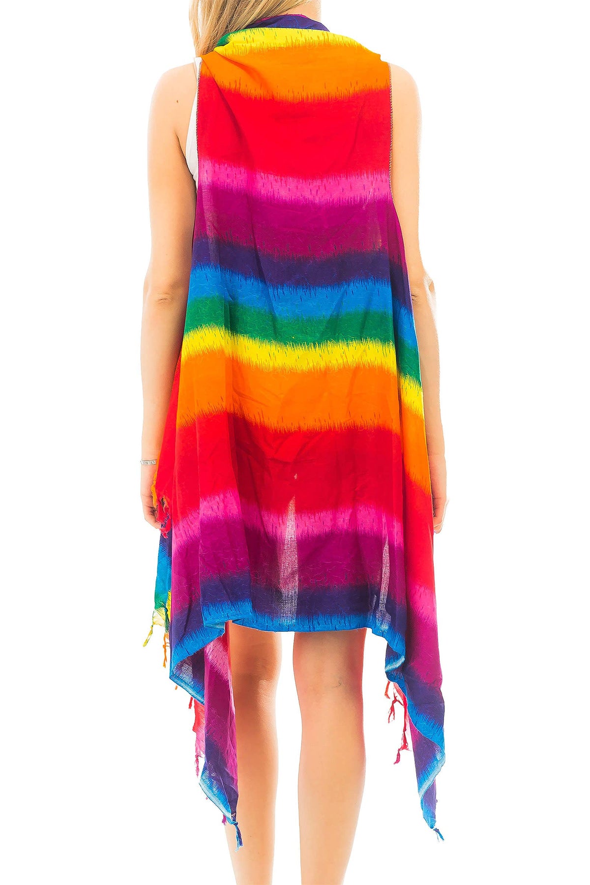 Rainbow Stripes Cooling Cotton Cover Up Vest