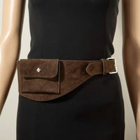 Wide Vegan Leather Front Snap Pocket Belt