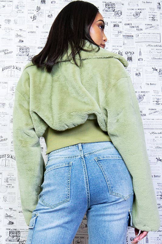 Fuzzy Faux Fur Crop Jacket