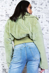 Fuzzy Faux Fur Crop Jacket