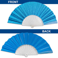 Glitter Sky Blue Small Hand Fan (Clear Handle)