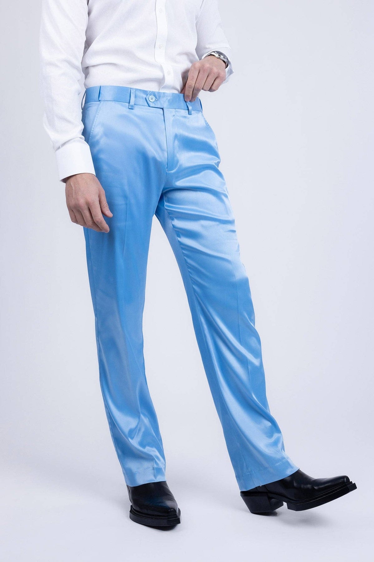 Men's Shiny Stretch Solid Color Dress Pants
