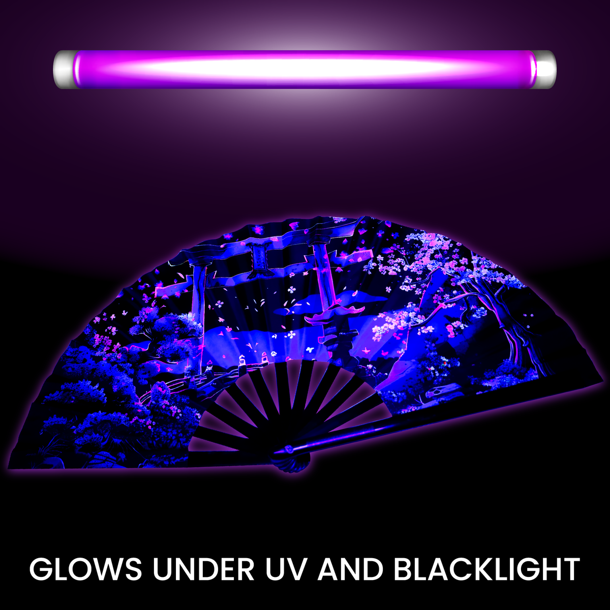 Sakura Blossoms Blacklight X-Large Fan